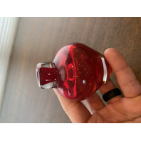 VTG 1997 FREE STATE Red & Clear Small Art Glass Perfume Bottle SIGNED 4"H