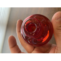 VTG 1997 FREE STATE Red & Clear Small Art Glass Perfume Bottle SIGNED 4"H