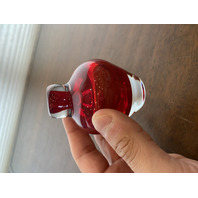 VTG 1997 FREE STATE Red & Clear Small Art Glass Perfume Bottle SIGNED 4"H