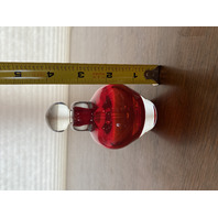 VTG 1997 FREE STATE Red & Clear Small Art Glass Perfume Bottle SIGNED 4"H