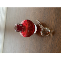 VTG 1997 FREE STATE Red & Clear Small Art Glass Perfume Bottle SIGNED 4"H