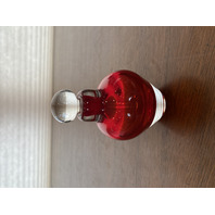 VTG 1997 FREE STATE Red & Clear Small Art Glass Perfume Bottle SIGNED 4"H
