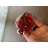 VTG 1997 FREE STATE Red & Clear Small Art Glass Perfume Bottle SIGNED 4"H