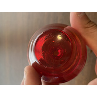 VTG 1997 FREE STATE Red & Clear Small Art Glass Perfume Bottle SIGNED 4"H