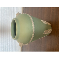 PAIR Of VTG ECANADA Green & White Art Pottery Vases 10"H CANADA