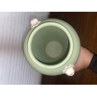 PAIR Of VTG ECANADA Green & White Art Pottery Vases 10"H CANADA