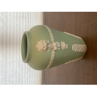 PAIR Of VTG ECANADA Green & White Art Pottery Vases 10"H CANADA