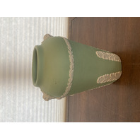 PAIR Of VTG ECANADA Green & White Art Pottery Vases 10"H CANADA