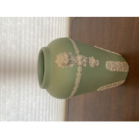 PAIR Of VTG ECANADA Green & White Art Pottery Vases 10"H CANADA