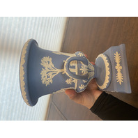 VTG WEDGWOOD Blue & White Jasperware Neoclassical Scene Campagna Urn Vase 12"H