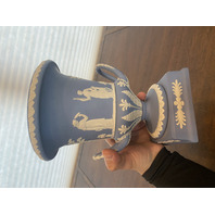 VTG WEDGWOOD Blue & White Jasperware Neoclassical Scene Campagna Urn Vase 12"H