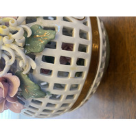 LARGE VTG Multicolored Capodimonte Ceramic Birds W/Flowers Sculpture 14.75"H