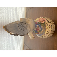 LARGE VTG Multicolored Capodimonte Ceramic Birds W/Flowers Sculpture 14.75"H