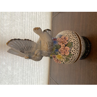 LARGE VTG Multicolored Capodimonte Ceramic Birds W/Flowers Sculpture 14.75"H