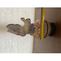 LARGE VTG Multicolored Capodimonte Ceramic Birds W/Flowers Sculpture 14.75"H