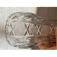 LARGE VTG Highly Detailed Cut Crystal Floral Etched Corset Vase 11.75"H