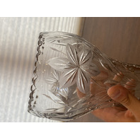 LARGE VTG Highly Detailed Cut Crystal Floral Etched Corset Vase 11.75"H