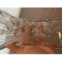 LARGE VTG Highly Detailed Cut Crystal Floral Etched Corset Vase 11.75"H