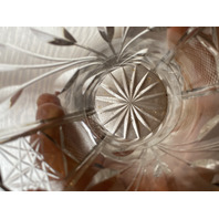 LARGE VTG Highly Detailed Cut Crystal Floral Etched Corset Vase 11.75"H