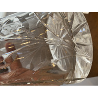 LARGE VTG Highly Detailed Cut Crystal Floral Etched Corset Vase 11.75"H