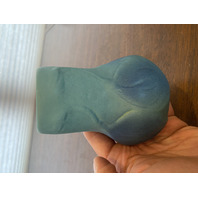 VTG VAN BRIGGLE Ming Blue LEAVES & VIOLETS Pottery Vase 4.5"H SIGNED