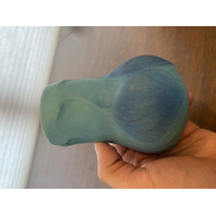 VTG VAN BRIGGLE Ming Blue LEAVES & VIOLETS Pottery Vase 4.5"H SIGNED