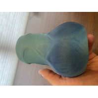 VTG VAN BRIGGLE Ming Blue LEAVES & VIOLETS Pottery Vase 4.5"H SIGNED