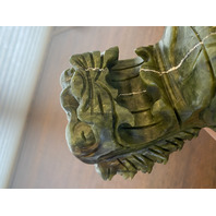 LARGE/HEAVY VTG Green Serpentine Jade Stone Carved Chinese Foo Dog 8.75"H