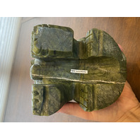 LARGE/HEAVY VTG Green Serpentine Jade Stone Carved Chinese Foo Dog 8.75"H