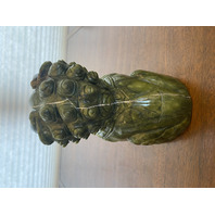 LARGE/HEAVY VTG Green Serpentine Jade Stone Carved Chinese Foo Dog 8.75"H