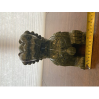 LARGE/HEAVY VTG Green Serpentine Jade Stone Carved Chinese Foo Dog 8.75"H