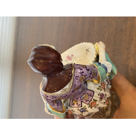 PAIR Of RARE ANTIQUE MEISSEN Man & Woman W/Basket Figurines 7.25"H GERMANY