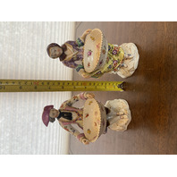 PAIR Of RARE ANTIQUE MEISSEN Man & Woman W/Basket Figurines 7.25"H GERMANY