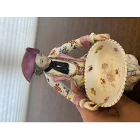 PAIR Of RARE ANTIQUE MEISSEN Man & Woman W/Basket Figurines 7.25"H GERMANY