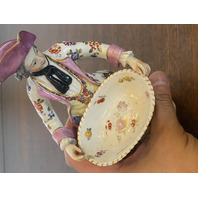 PAIR Of RARE ANTIQUE MEISSEN Man & Woman W/Basket Figurines 7.25"H GERMANY