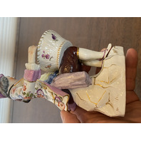 PAIR Of RARE ANTIQUE MEISSEN Man & Woman W/Basket Figurines 7.25"H GERMANY