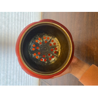 ANTIQUE VICTORIAN Red Satin Floral Patern GWTW Glass Parlor Lamp Base 10"H