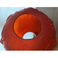 ANTIQUE VICTORIAN Red Satin Glass Leaf Pattern GWTW Parlor Oil Lamp 22.5"H