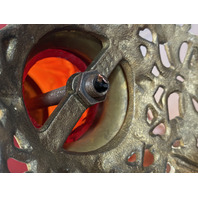 ANTIQUE VICTORIAN Red Satin Glass Leaf Pattern GWTW Parlor Oil Lamp 22.5"H