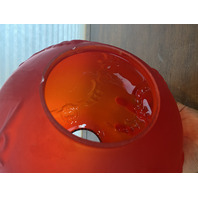 ANTIQUE VICTORIAN Red Satin CHERUB FACE GWTW Electric Parlor Lamp 23.5"H