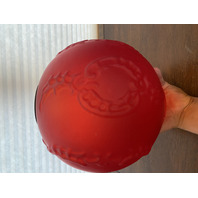 ANTIQUE VICTORIAN Red Satin CHERUB FACE GWTW Electric Parlor Lamp 23.5"H