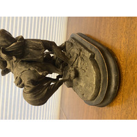 VTG MARLY HORSE Roman Warrior Restraining Horse Metal Sculpture, Wooden Base 15"