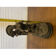 VTG MARLY HORSE Roman Warrior Restraining Horse Metal Sculpture, Wooden Base 15"