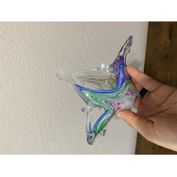 VTG Multicolored Murano Art Glass Freeform Basket/Candy Dish 7.5"L