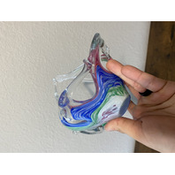 VTG Multicolored Murano Art Glass Freeform Basket/Candy Dish 7.5"L