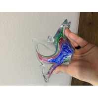 VTG Multicolored Murano Art Glass Freeform Basket/Candy Dish 7.5"L