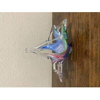 VTG Multicolored Murano Art Glass Freeform Basket/Candy Dish 7.5"L