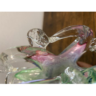 VTG Multicolored Murano Art Glass Freeform Napkin/Letter Holder Dish 7.75"L