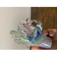 VTG Multicolored Murano Art Glass Freeform Napkin/Letter Holder Dish 7.75"L