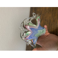 VTG Multicolored Murano Art Glass Freeform Napkin/Letter Holder Dish 7.75"L